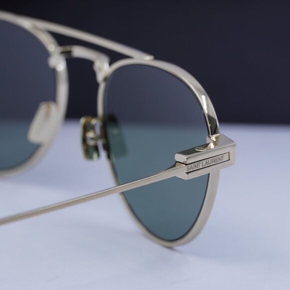 Saint Laurent SL708 003 Aviator Sunglasses - Gold/Green - Picture 6 of 11